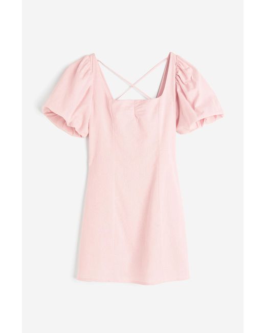 H&M Puff-sleeved Dress in Pink | Lyst Canada