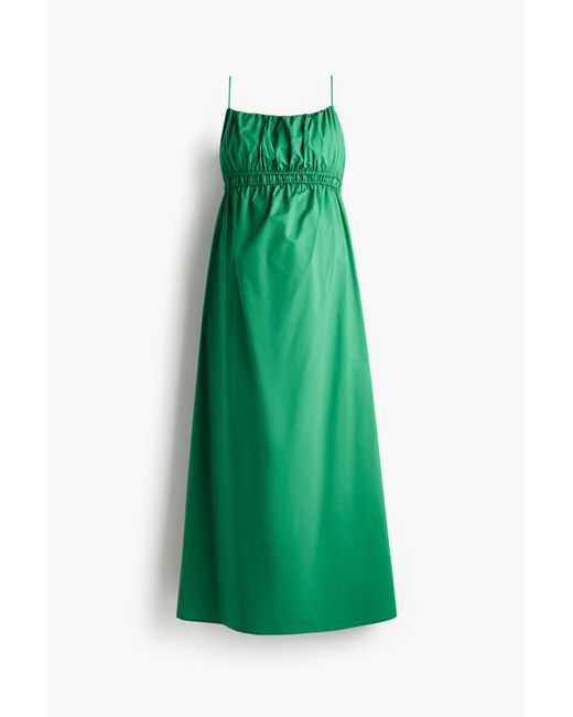 H&M Green MAMA Trägerkleid aus Popeline