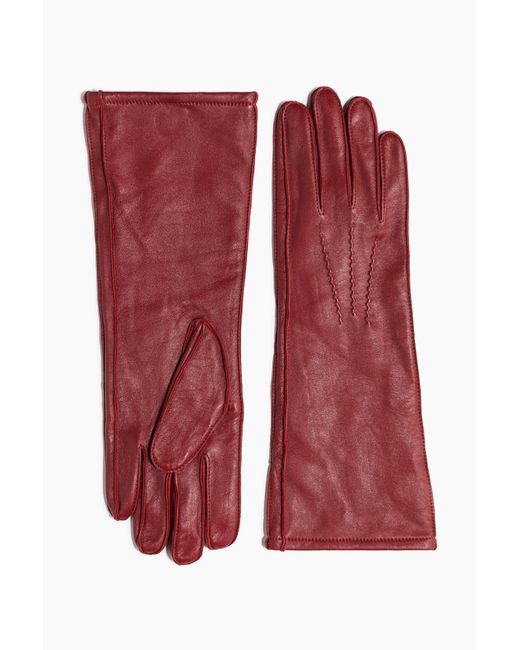 H&M Red Lange Lederhandschuhe
