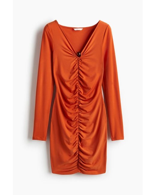 H&M Orange Drapiertes Minikleid