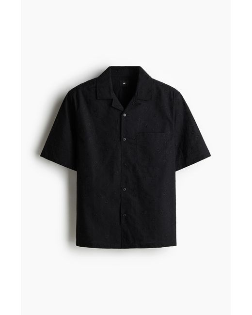 H&M Besticktes Freizeithemd in Regular Fit in Black für Herren