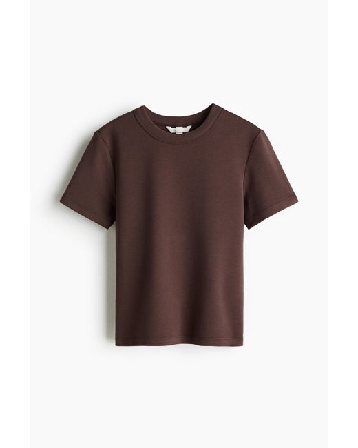 H&M Nauwsluitend Katoenen T-shirt in het Brown