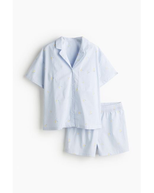 H&M Blue Pyjama mit Oberteil und Shorts