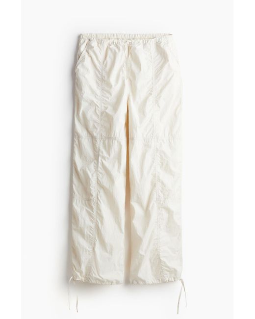 Pantalon parachute en nylon H&M en coloris White