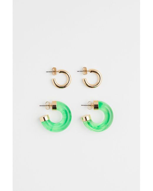 H&M 2-pack Hoop Earrings in Green | Lyst Canada