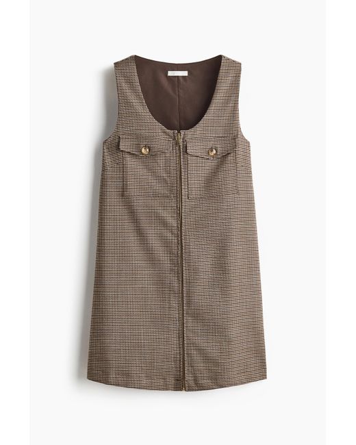 Robe Droite Zippée Devant H&M en coloris Brown