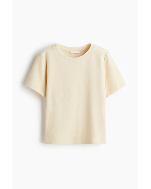 H&M Velours T-shirt in het Natural