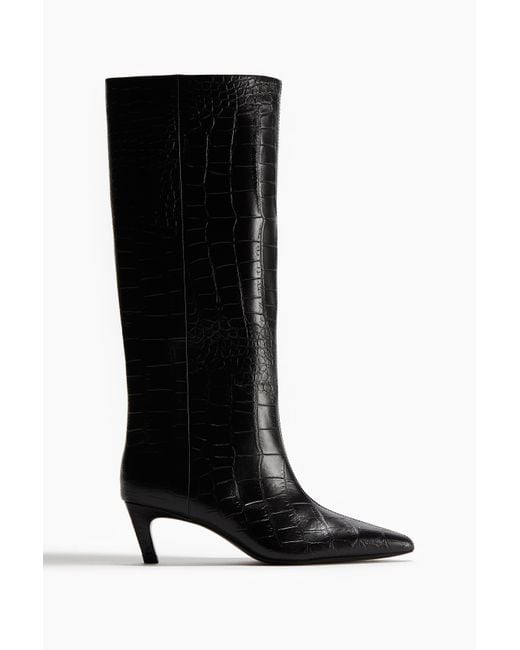 Bottes En Cuir De Hauteur Genou H&M en coloris Noir Lyst