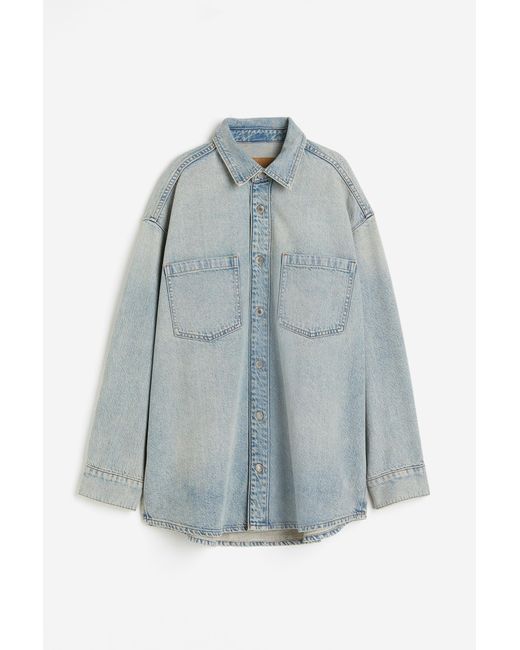 H&M Blue Feather Soft Denimbluse