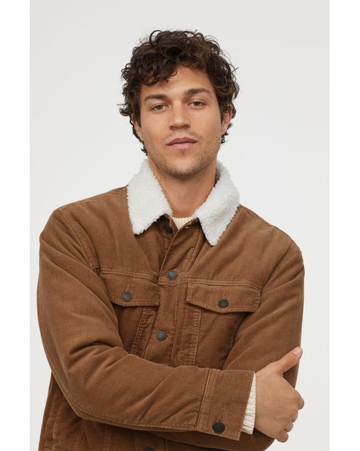 H\u0026M Pile-lined Corduroy Jacket in Brown 