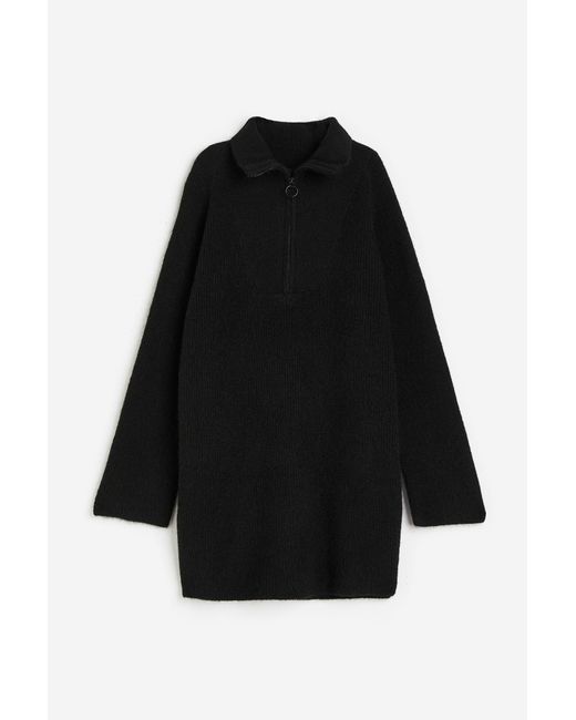 H&M Black Oversized Kleid mit kurzem Zipper