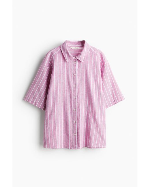 H&M Overhemdblouse Van Linnenmix in het Pink