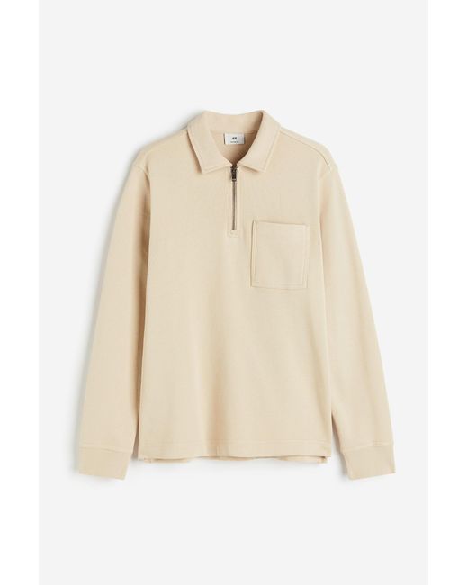 H&M Poloshirt aus Baumwolle Regular Fit in Natural für Herren
