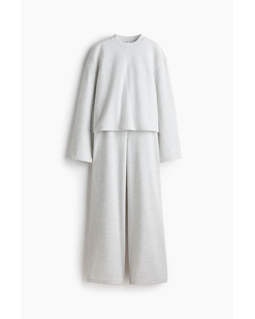 H&M White 2-piece jersey top and trousers set