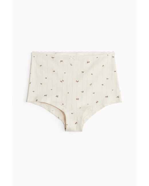H&M White Shortie mit Pointellemuster