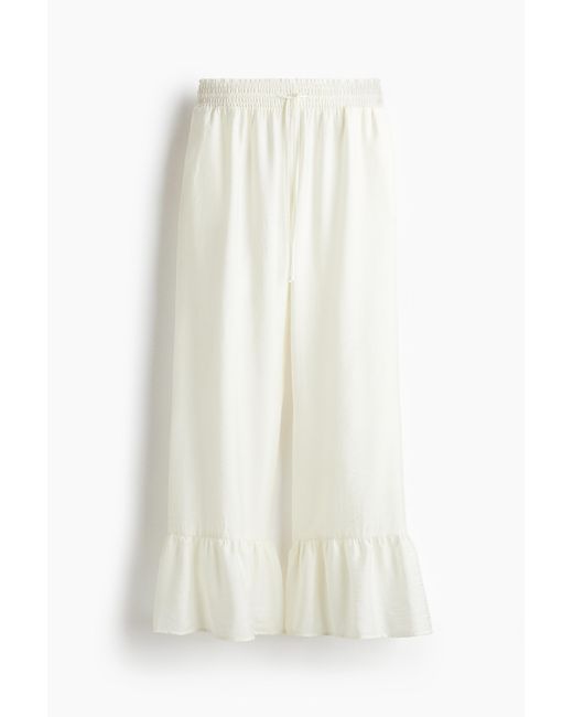 H&M White Hose mit Volantbesatz und Kordelzug