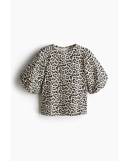 H&M Top Met Ballonmouwen in het Natural
