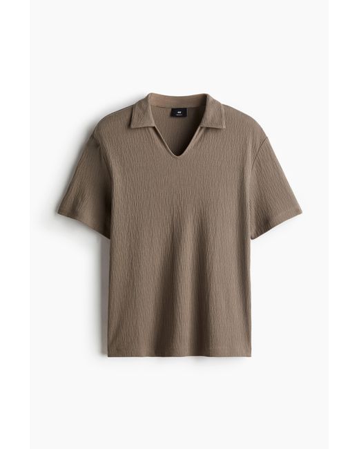 H&M T-Shirt mit Kragen in Regular Fit in Brown für Herren