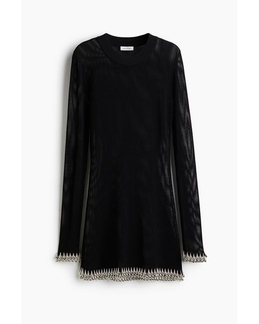 Top filet avec galons de perles fantaisie H&M en coloris Noir Lyst