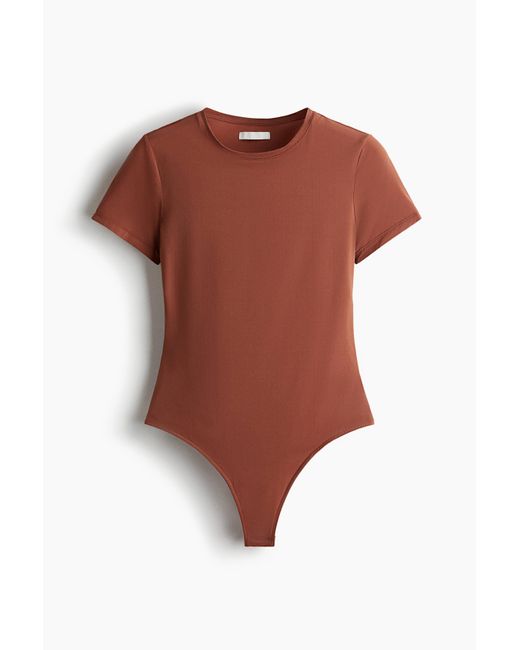 H&M Body Van Microvezel Met Korte Mouwen in het Brown