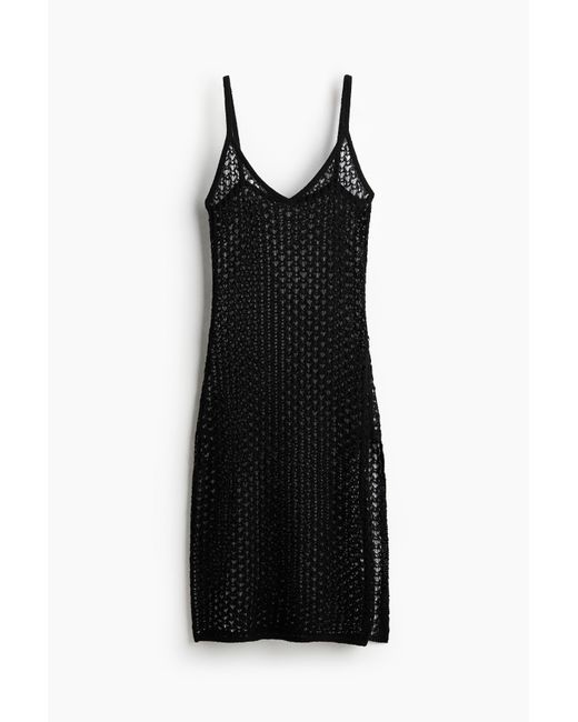 H&M Black Strandkleid in Ajourstrick