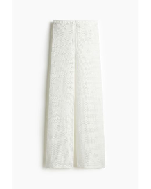 H&M White Hose aus Pointellestrick mit Kordelzug