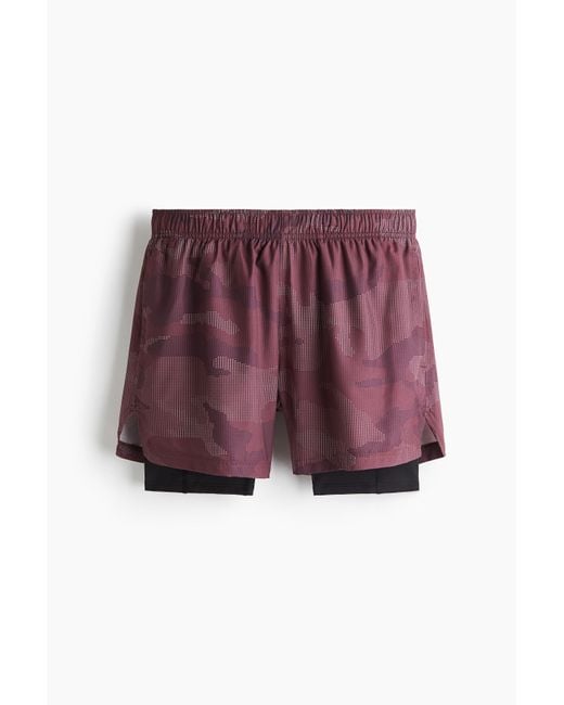 H&M Dubbellaagse Sportshort Met Drymovetm in het Red voor heren