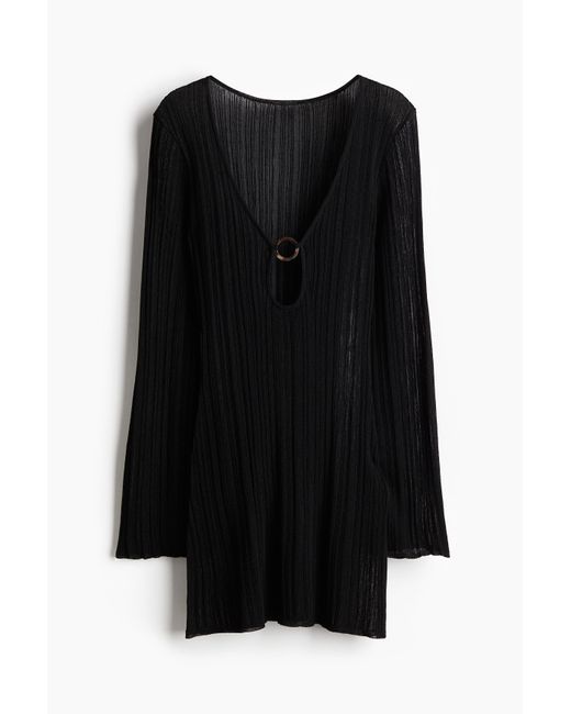 Robe De Plage En Maille Côtelée H&M en coloris Black
