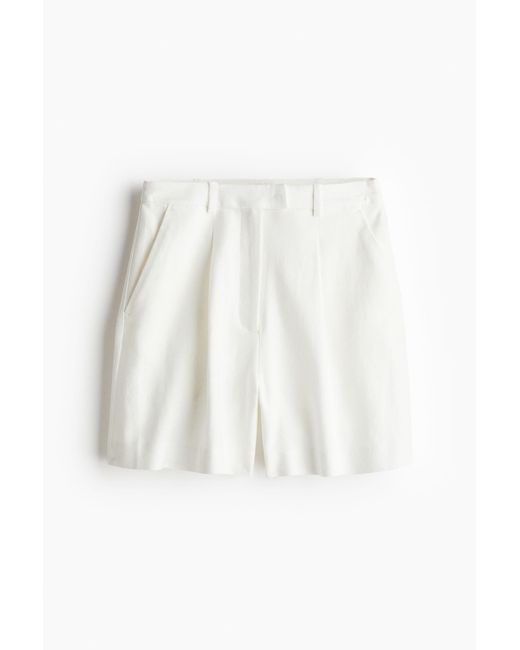 H&M White Shorts aus Leinenmix