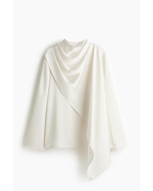 H&M White Satinbluse mit Schaldetail