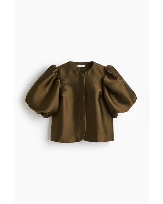 H&M Green Bluse mit Ballonärmeln
