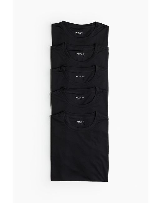 H&M 5er-Pack DryMove TM T-Shirts in Black für Herren