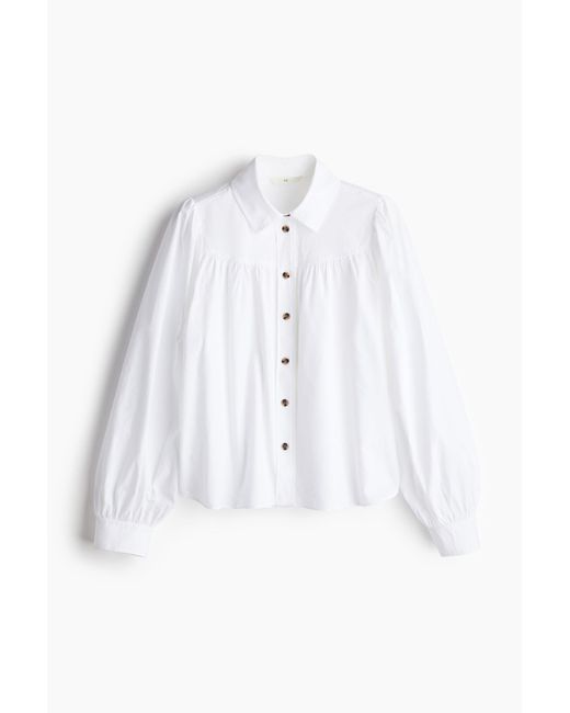 H&M White Bluse mit Ballonärmeln