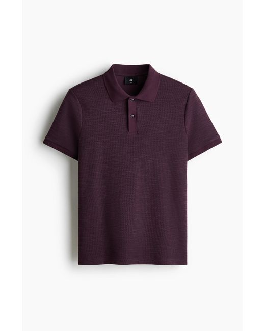 Polo Slim Fit En Maille Jacquard H&M pour homme en coloris Purple