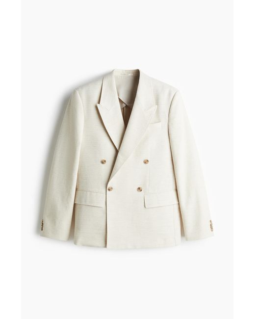 H&M Zweireihiges Jackett in Loose Fit in White für Herren