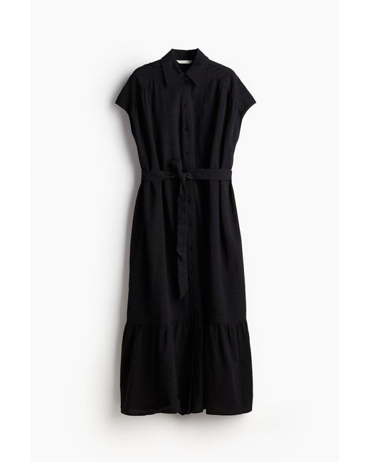H&M Black Blusenkleid mit Bindegürtel