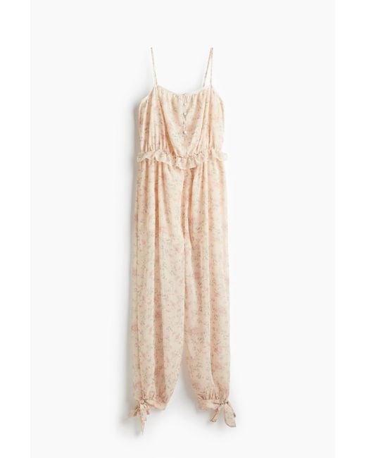 H&M White Gemusterter Jumpsuit