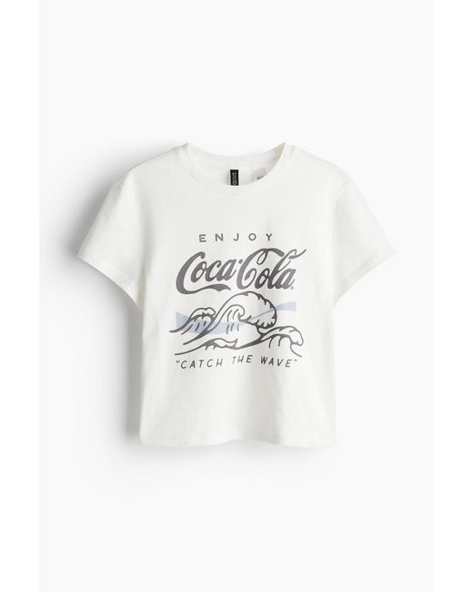 H&M White T-Shirt mit Print
