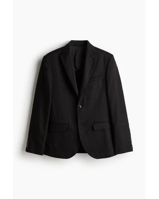 H&M Sakko aus Leinenmix in Regular Fit in Black für Herren