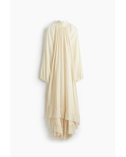 H&M White Maxikleid mit Schleifenkragen