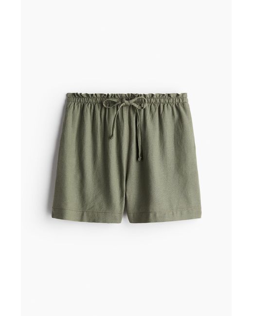 H&M Green Shorts aus Leinenmix
