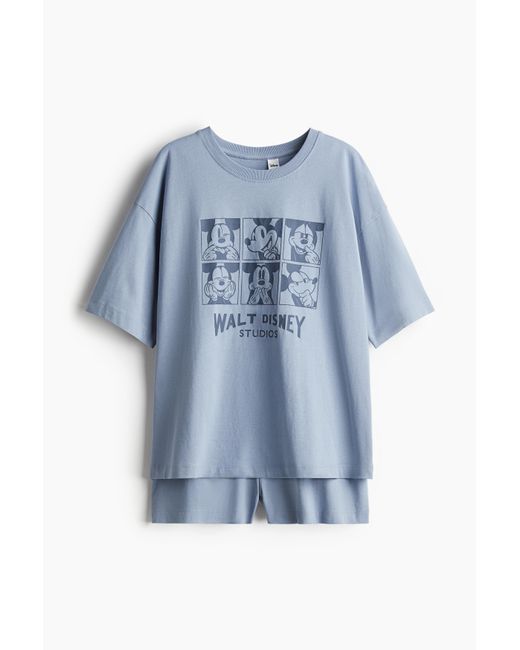 H&M Blue Bedruckter Pyjama