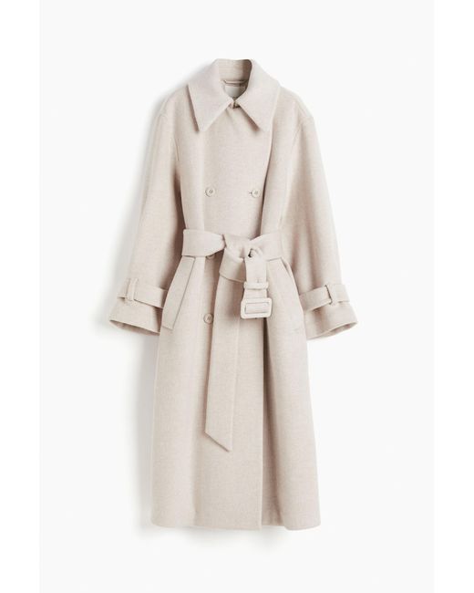 H&M Natural Trenchcoat aus Wollmix