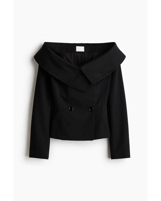 H&M Black Schulterfreier Blazer