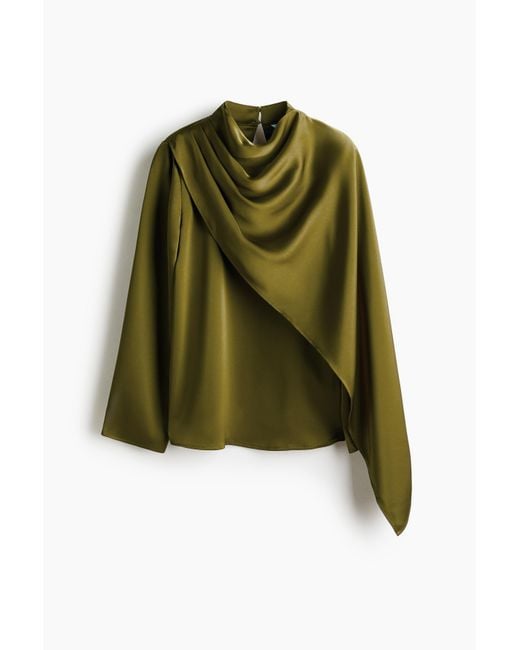 H&M Yellow Satinbluse mit Schaldetail