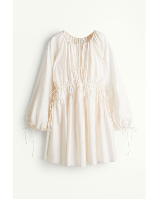 H&M White Oversize-Kleid mit Bindebändern