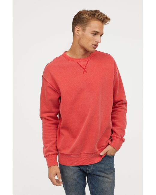 H&M Relaxed-fit Sweatshirt in Red for Men | Lyst