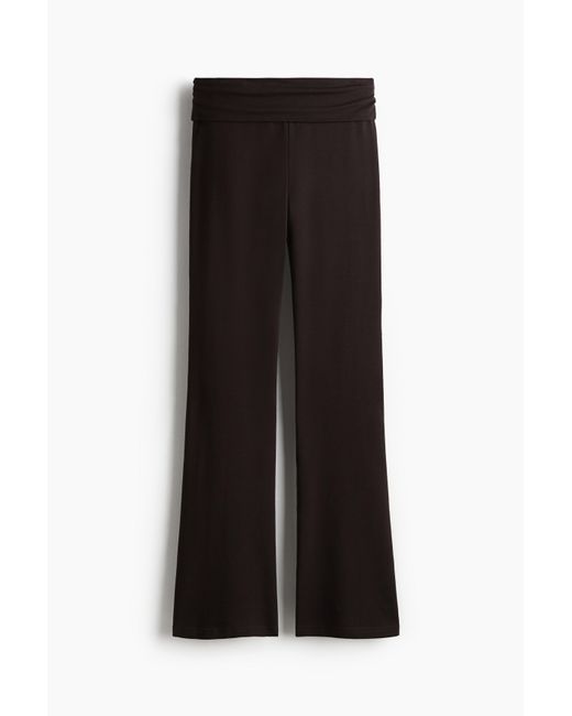 Pantalon En Coton Avec Ceinture Repliée H&M en coloris Black