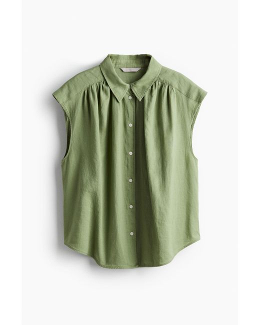 Chemise sans manches en lin mélangé H&M en coloris Green