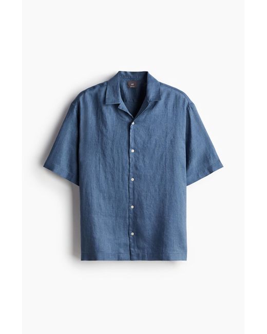 H&M Freizeithemd aus Leinen Relaxed Fit in Blue für Herren
